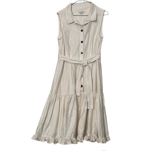 Calvin Klein White Dress Drop Waist Sz 12 - Picture 2 of 11